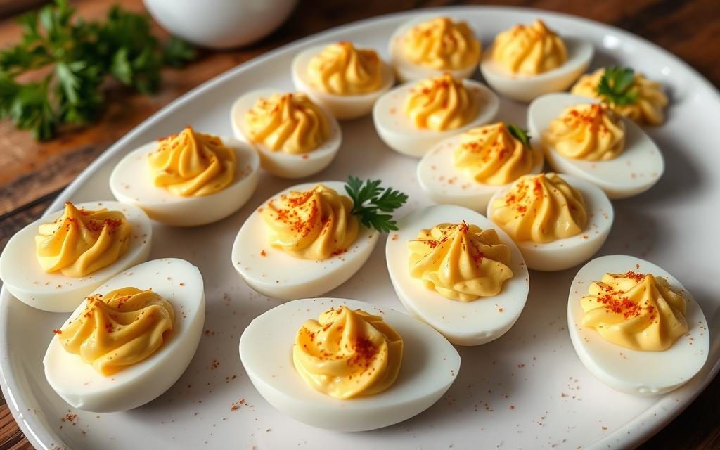 Classic Deviled Eggs with Mustard and Mayo